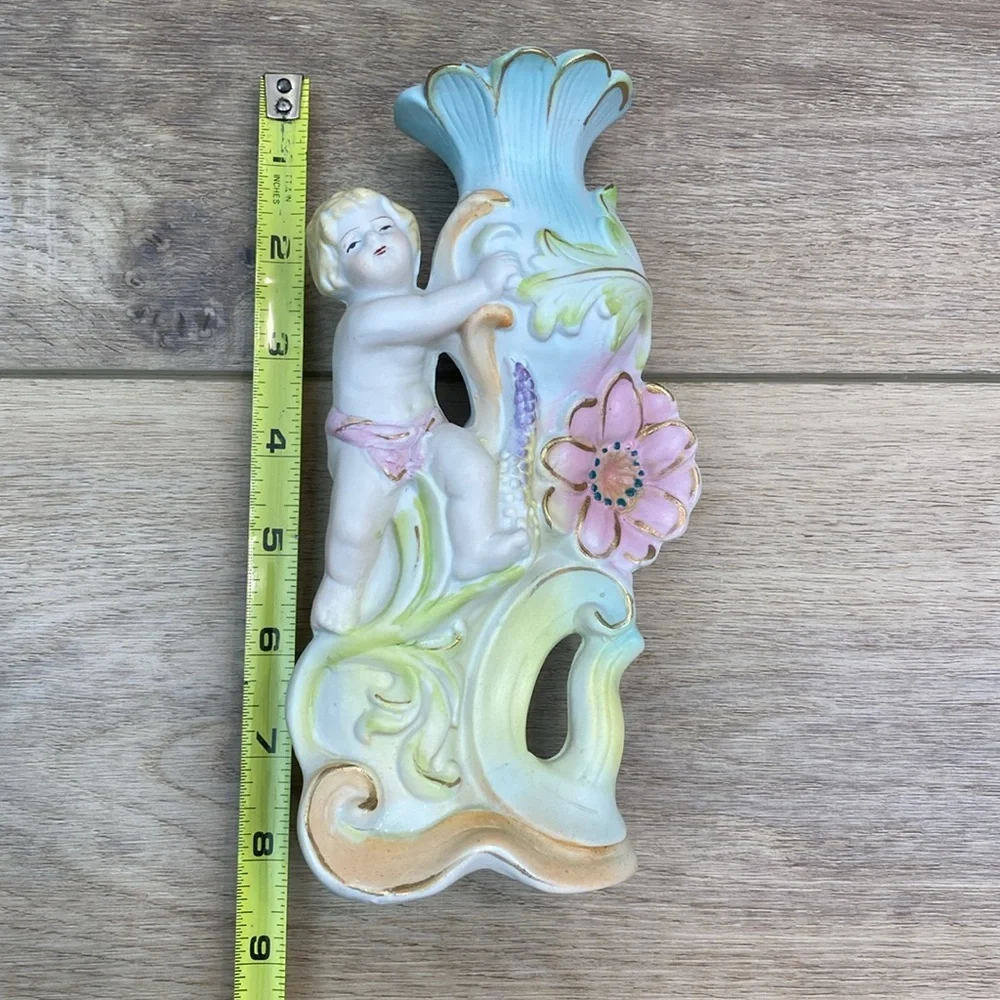 Vintage Cherub Porcelain Bud Stem Vase‎ Coquette Angelcore Fairycore Floral - Picture 7 of 10